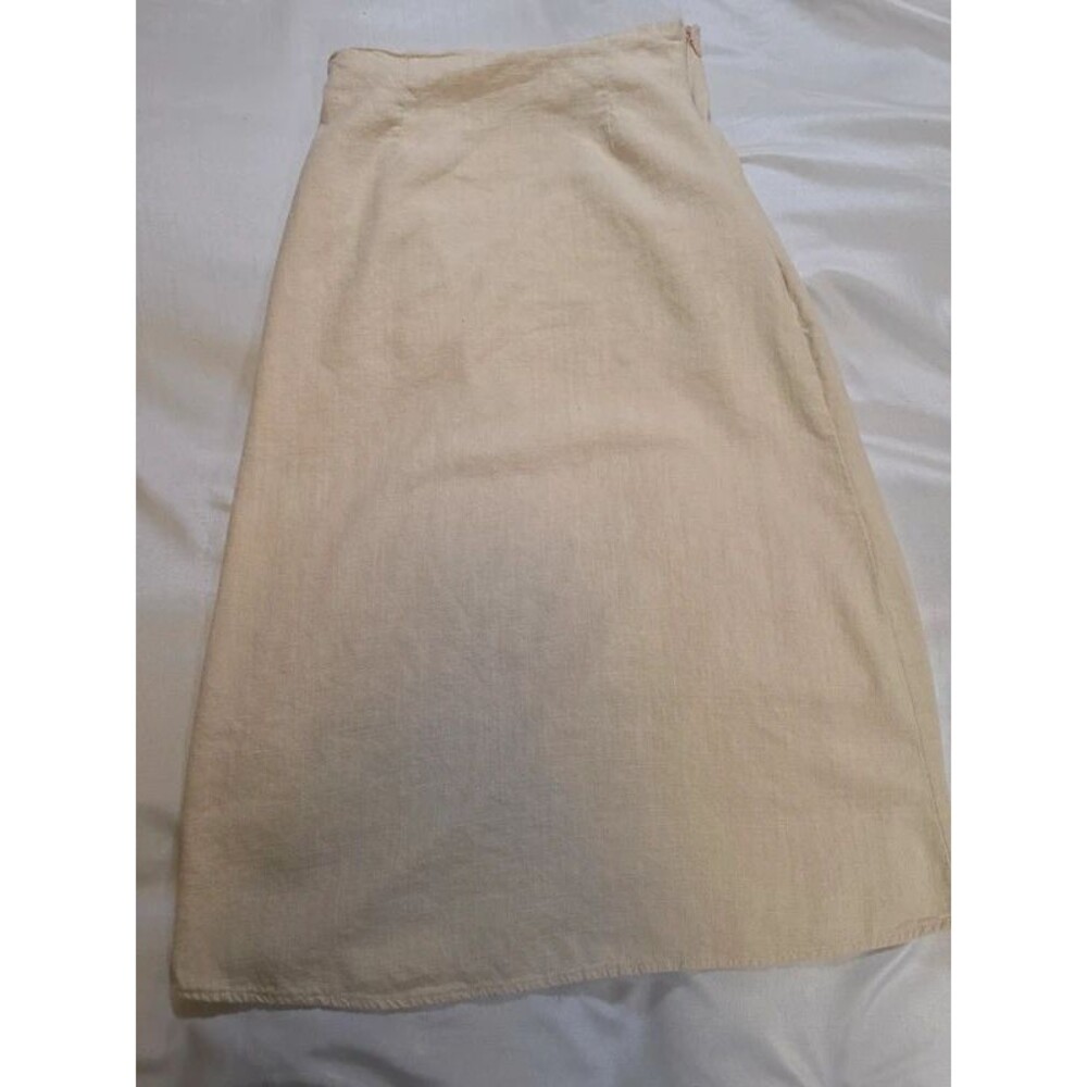 SHEIN Beige Linen-Blend Midi Skirt - Size XS (US 2 / EU 34)